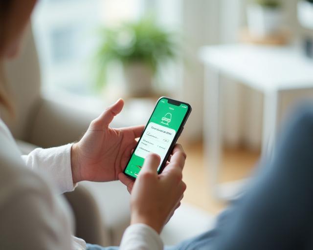 Cliente che utilizza app per prenotare auto